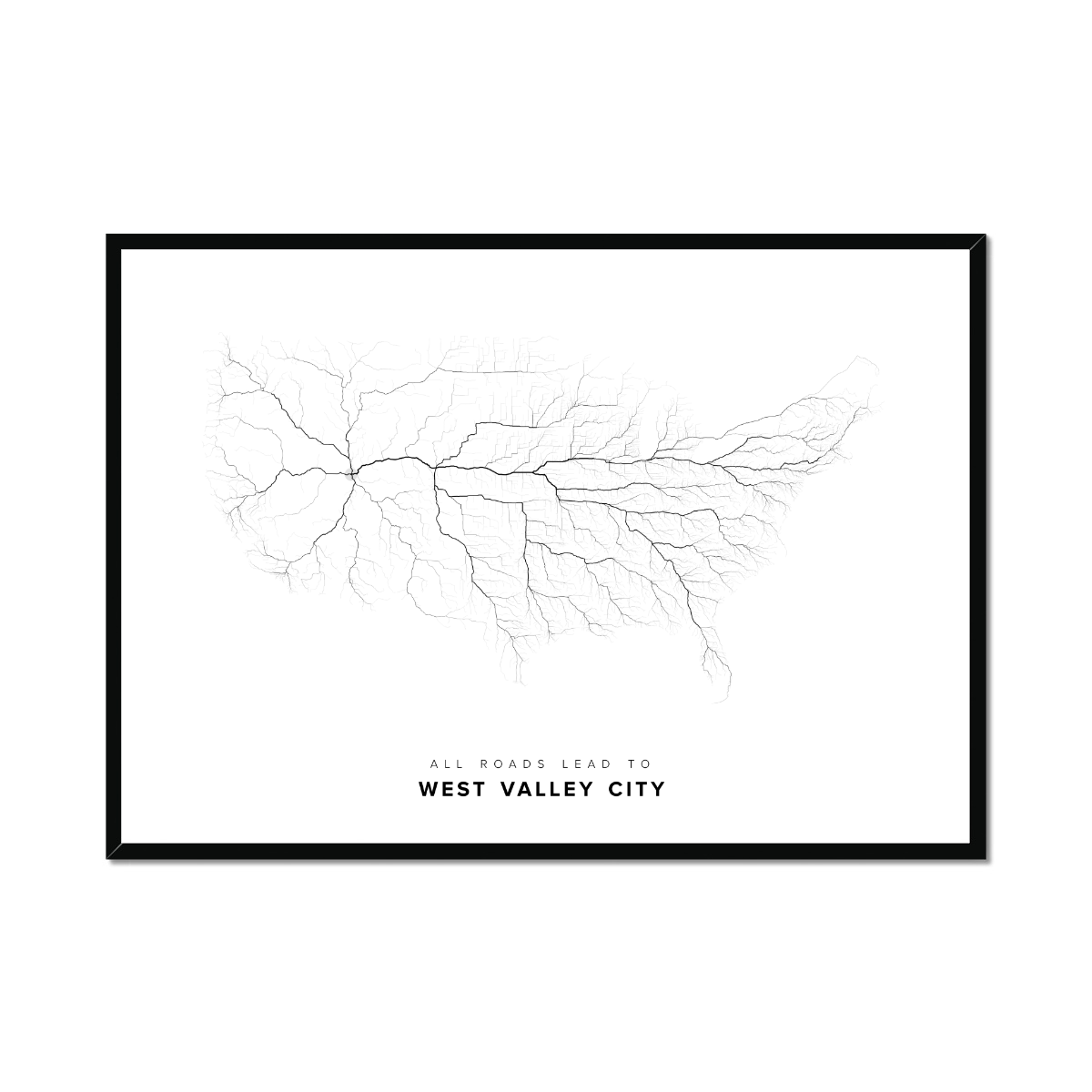 All roads lead to West Valley City (United States of America) Fine Art Map Print