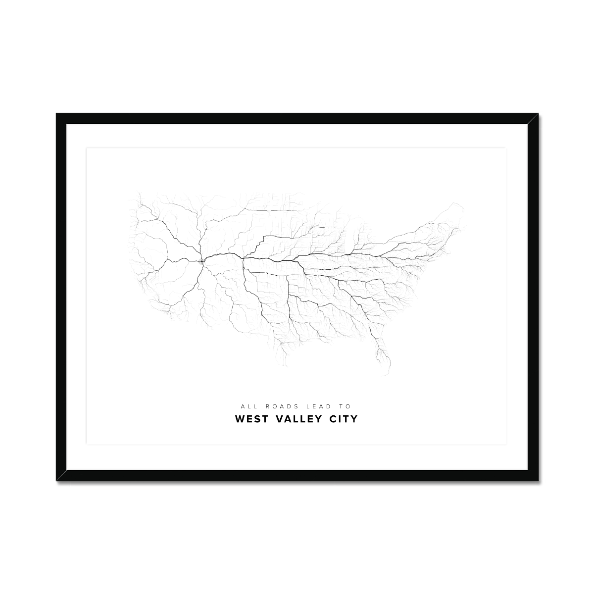 All roads lead to West Valley City (United States of America) Fine Art Map Print