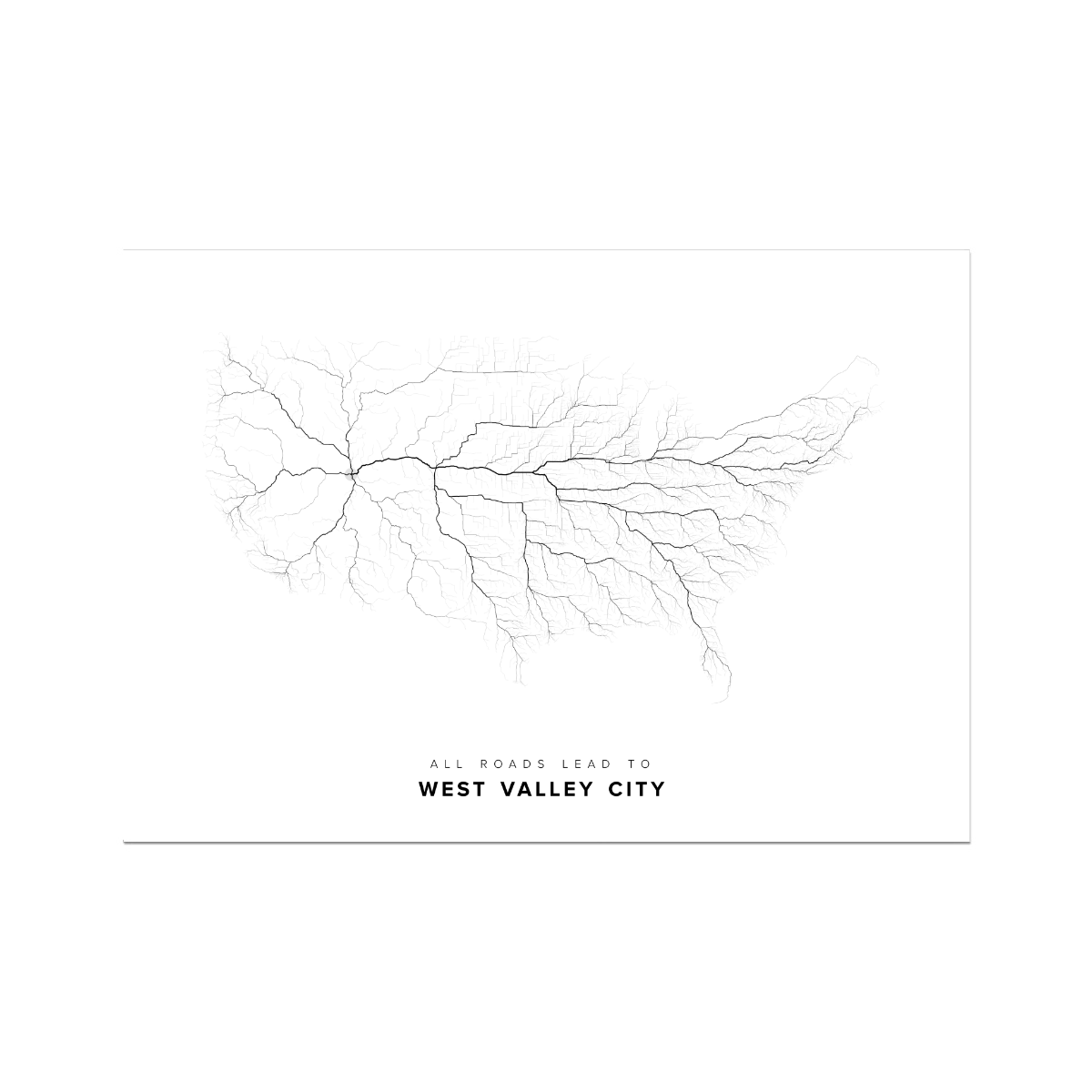 All roads lead to West Valley City (United States of America) Fine Art Map Print