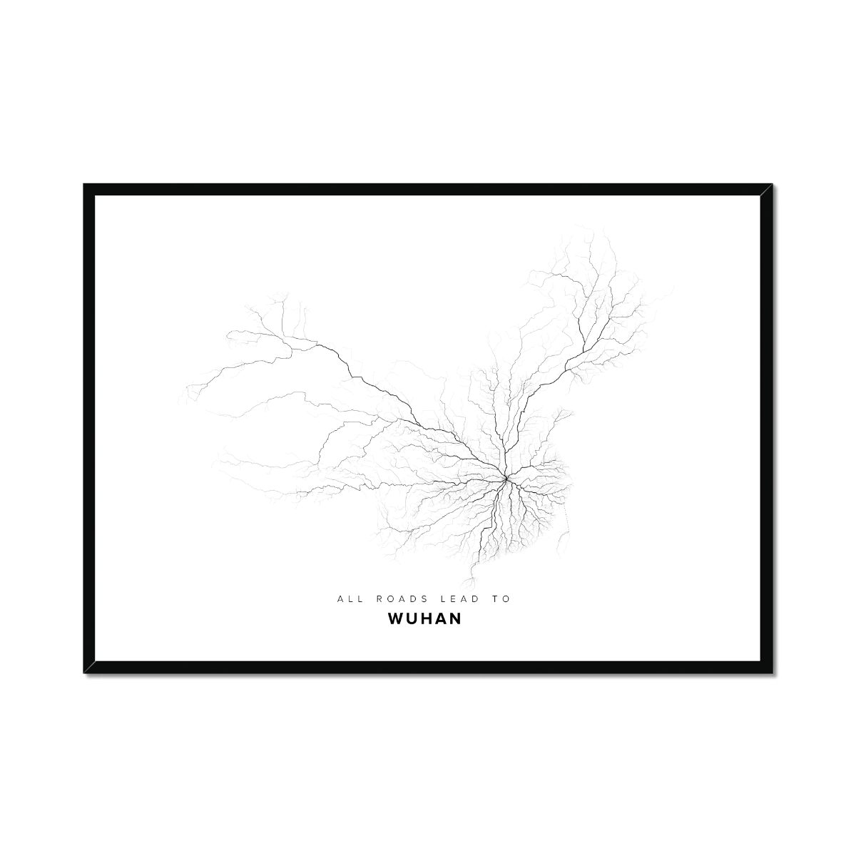 All roads lead to Wuhan (China) Fine Art Map Print
