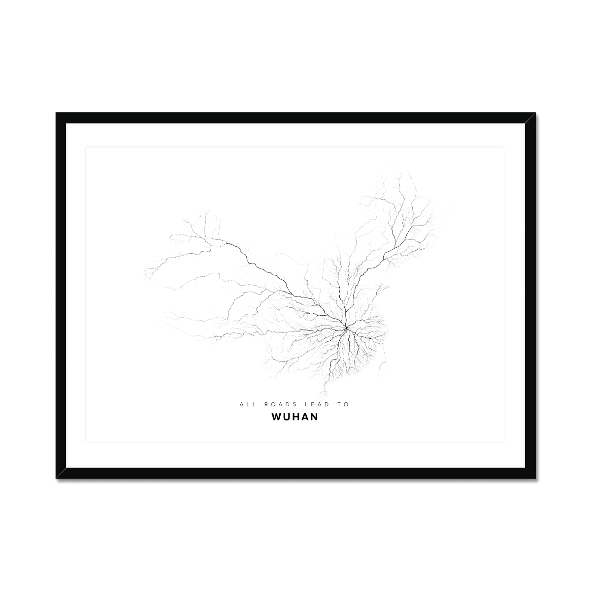 All roads lead to Wuhan (China) Fine Art Map Print