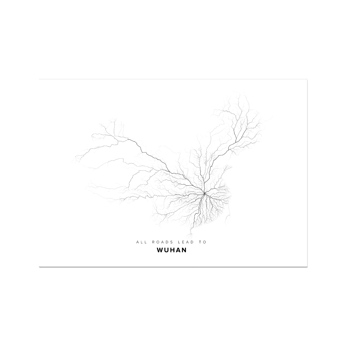 All roads lead to Wuhan (China) Fine Art Map Print