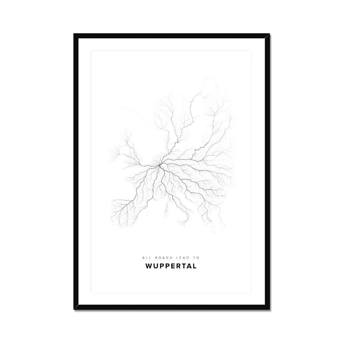 All roads lead to Wuppertal (Germany) Fine Art Map Print