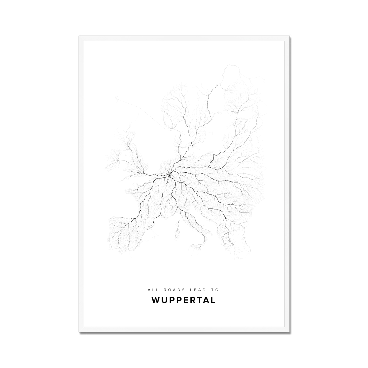 All roads lead to Wuppertal (Germany) Fine Art Map Print