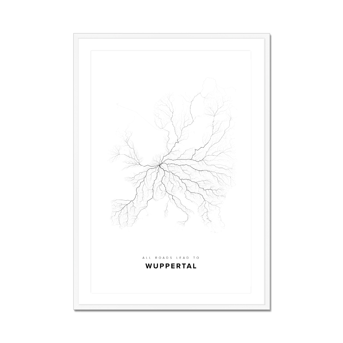 All roads lead to Wuppertal (Germany) Fine Art Map Print