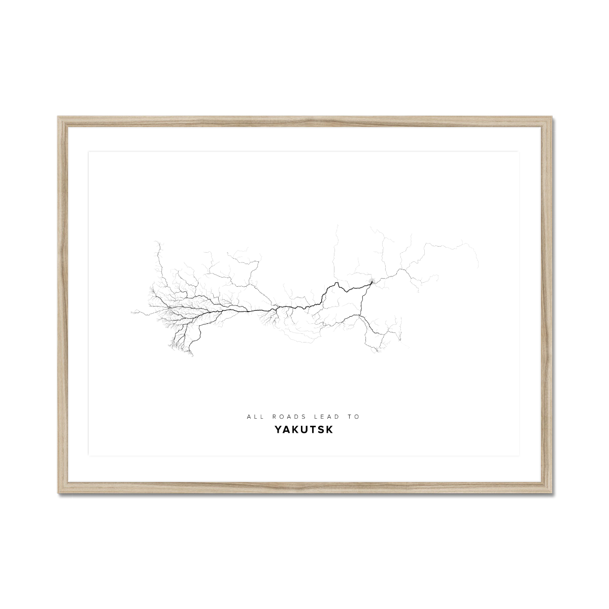 All roads lead to Yakutsk (Russian Federation) Fine Art Map Print
