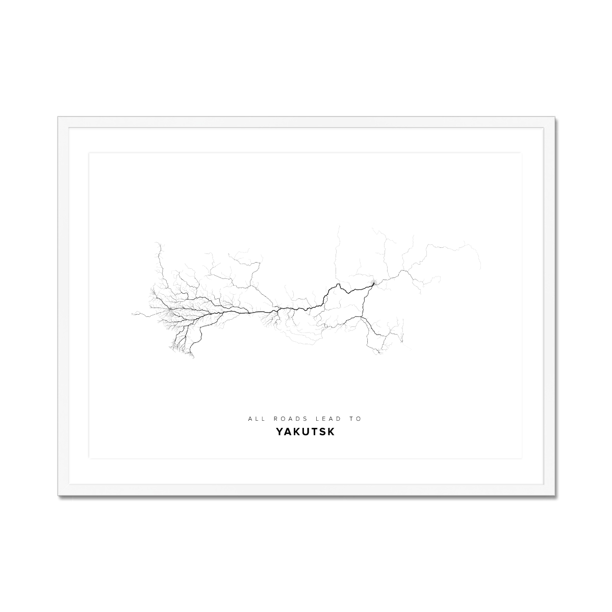 All roads lead to Yakutsk (Russian Federation) Fine Art Map Print