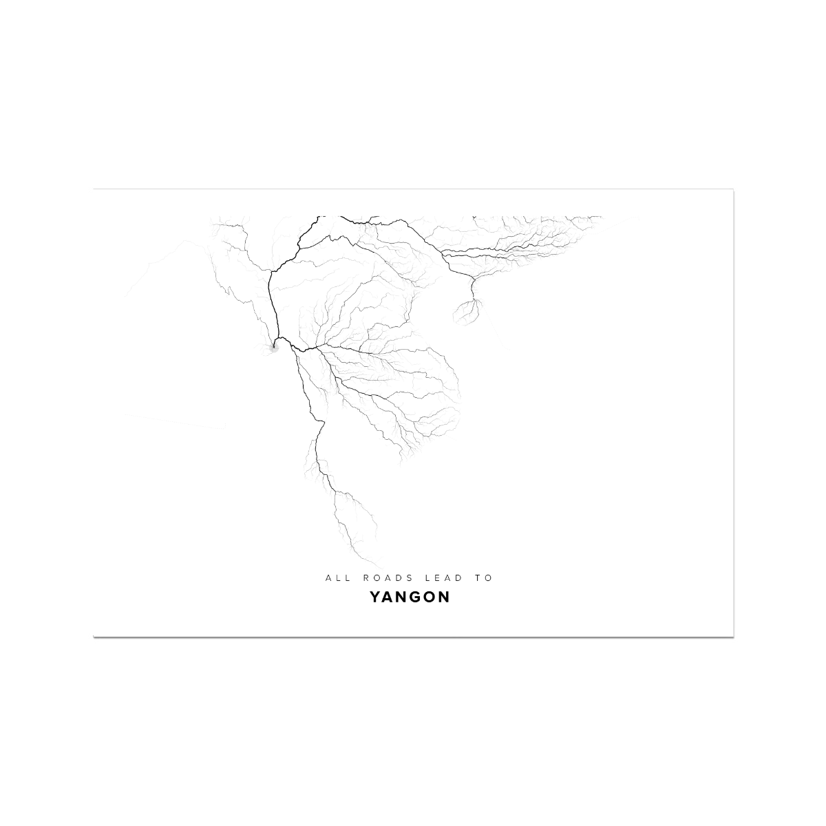 All roads lead to Yangon (Myanmar) Fine Art Map Print