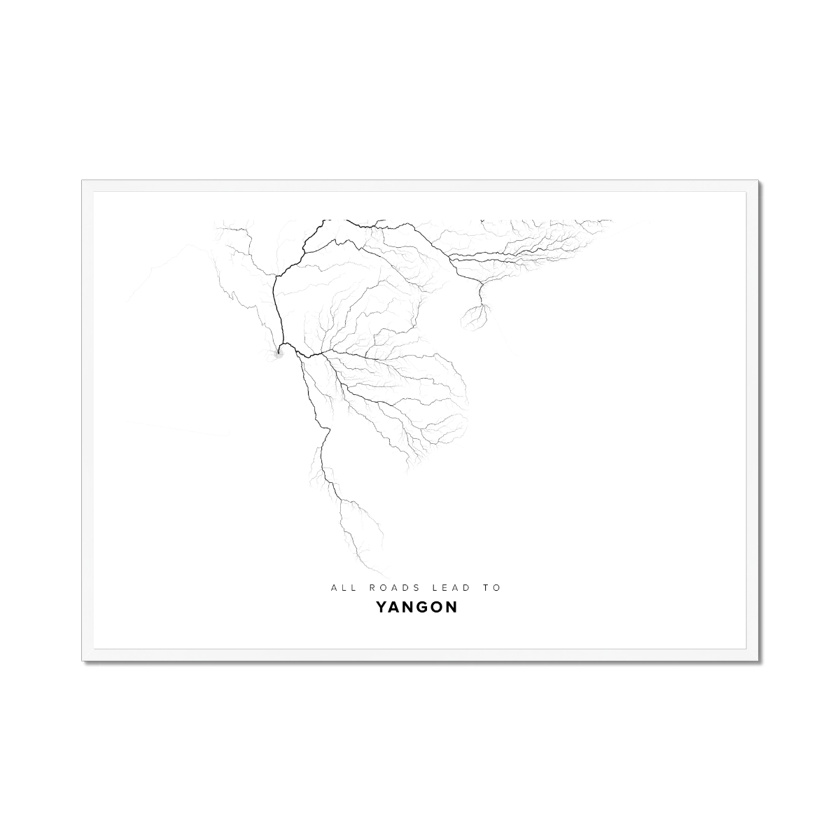 All roads lead to Yangon (Myanmar) Fine Art Map Print