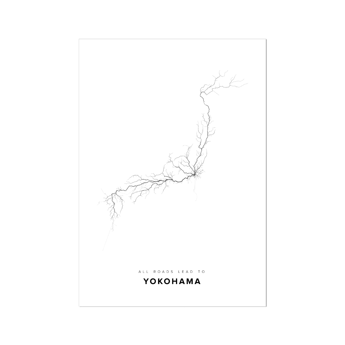All roads lead to Yokohama (Japan) Fine Art Map Print