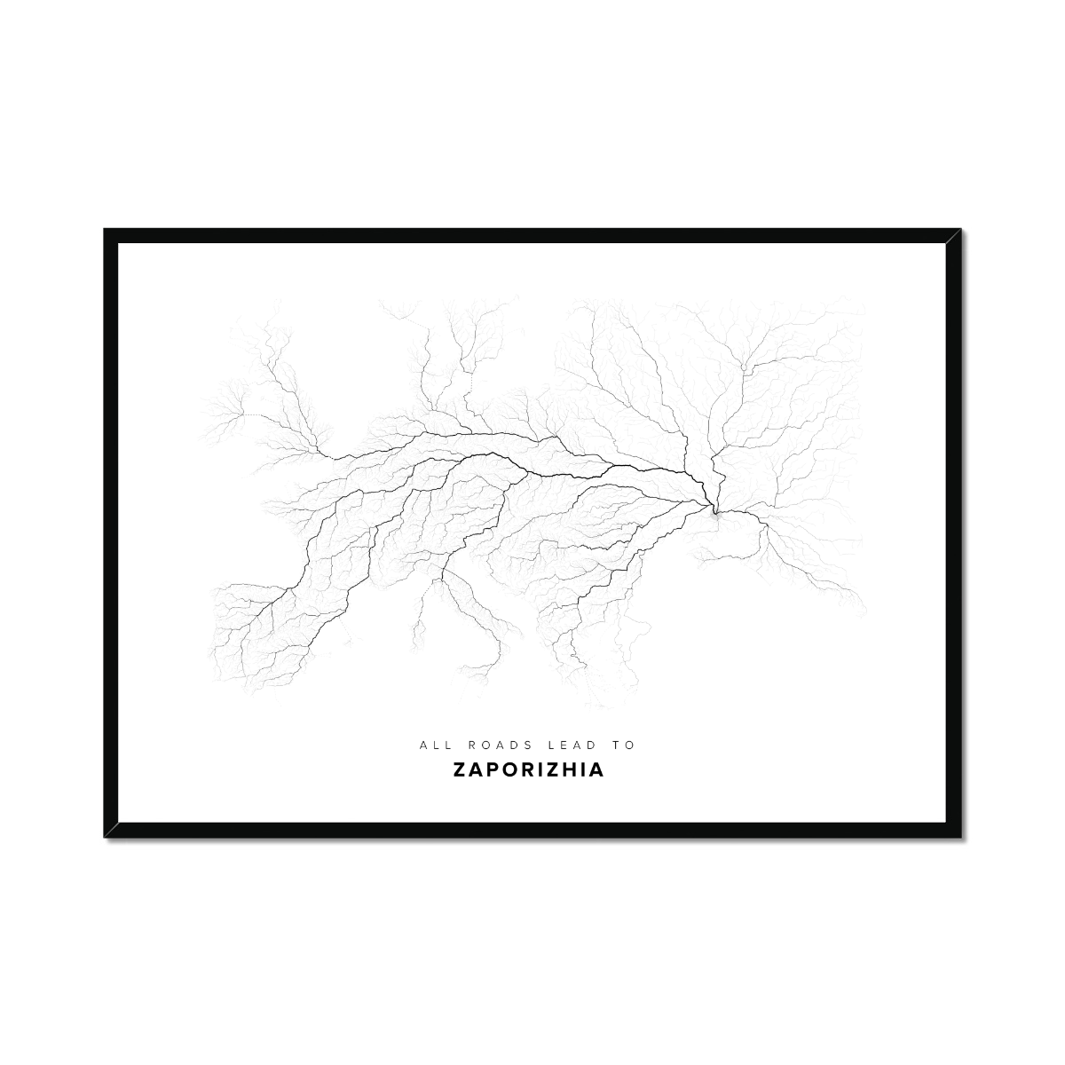 All roads lead to Zaporizhia (Ukraine) Fine Art Map Print