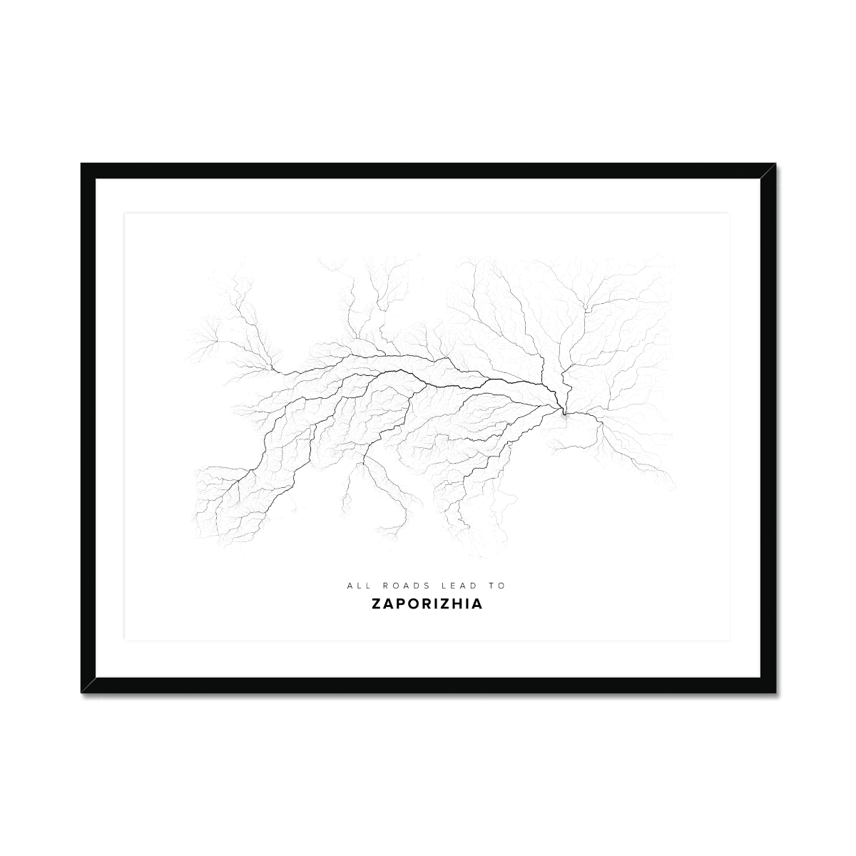 All roads lead to Zaporizhia (Ukraine) Fine Art Map Print