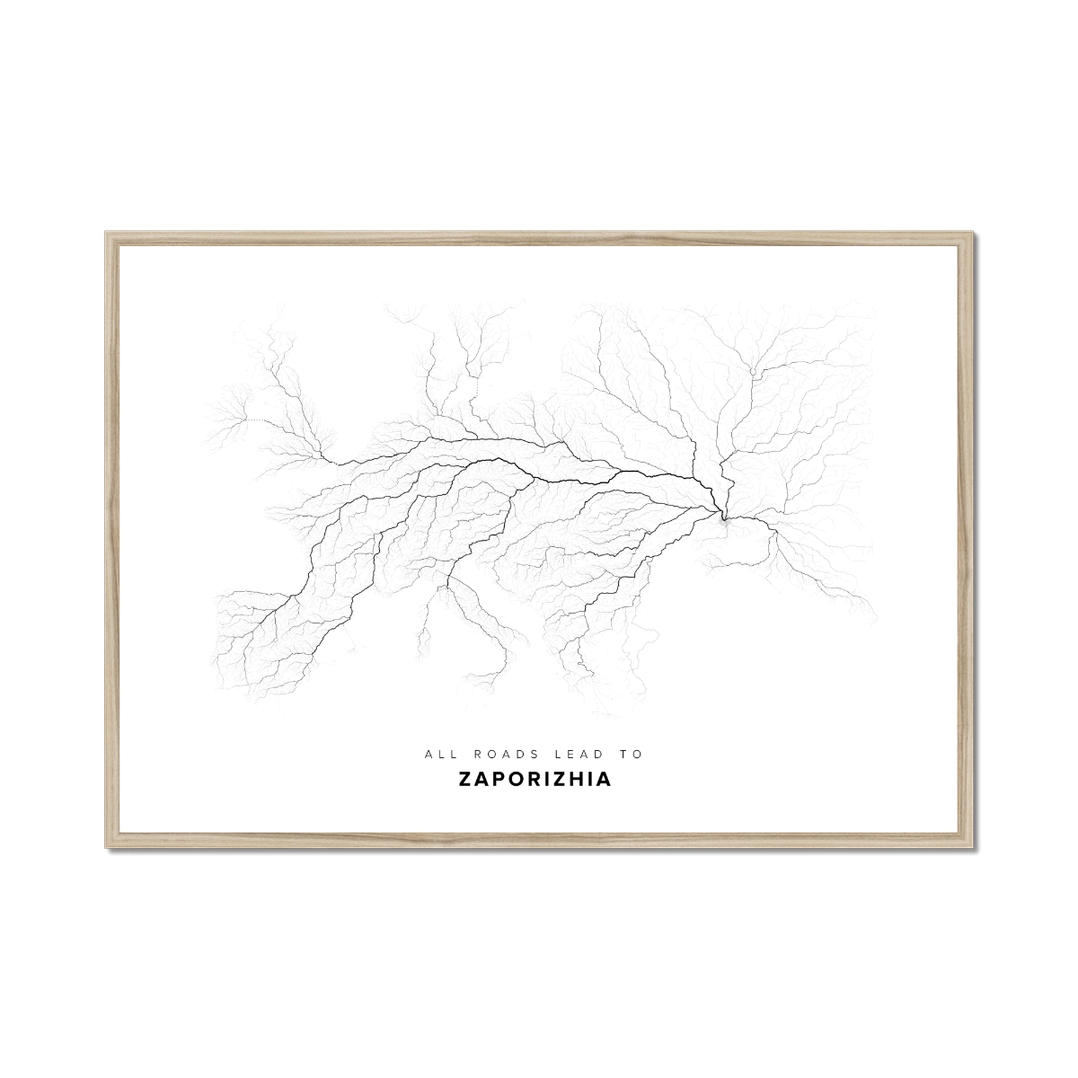 All roads lead to Zaporizhia (Ukraine) Fine Art Map Print