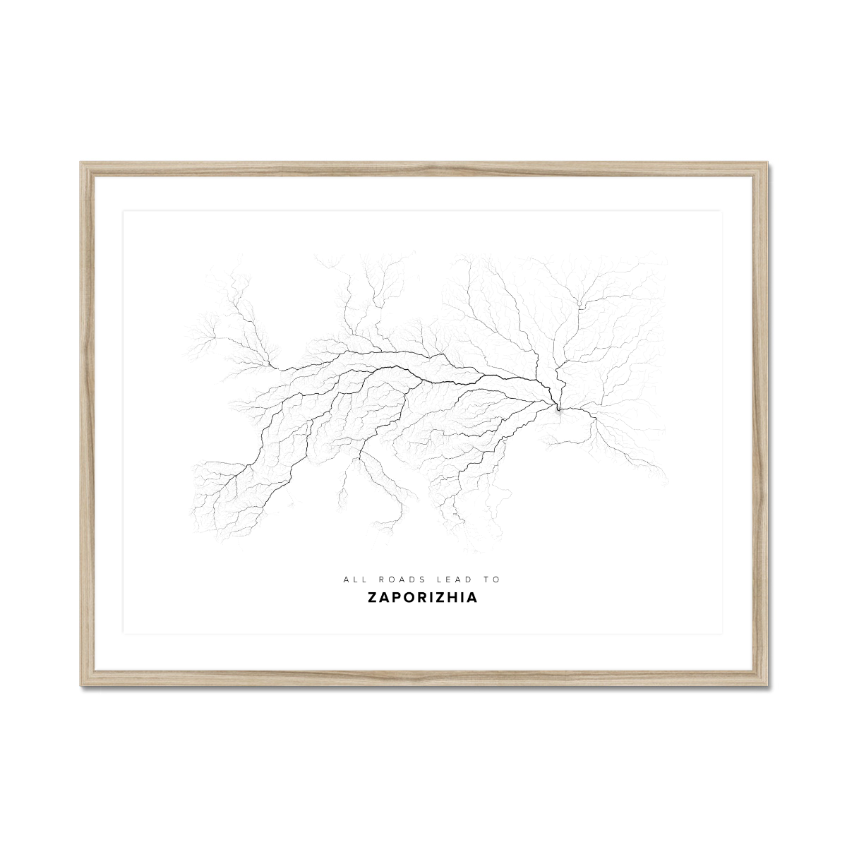 All roads lead to Zaporizhia (Ukraine) Fine Art Map Print