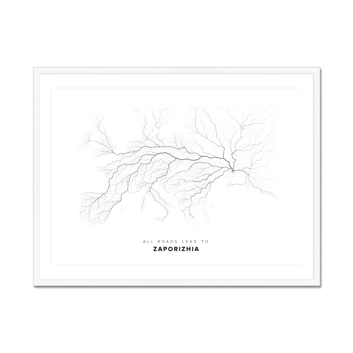 All roads lead to Zaporizhia (Ukraine) Fine Art Map Print