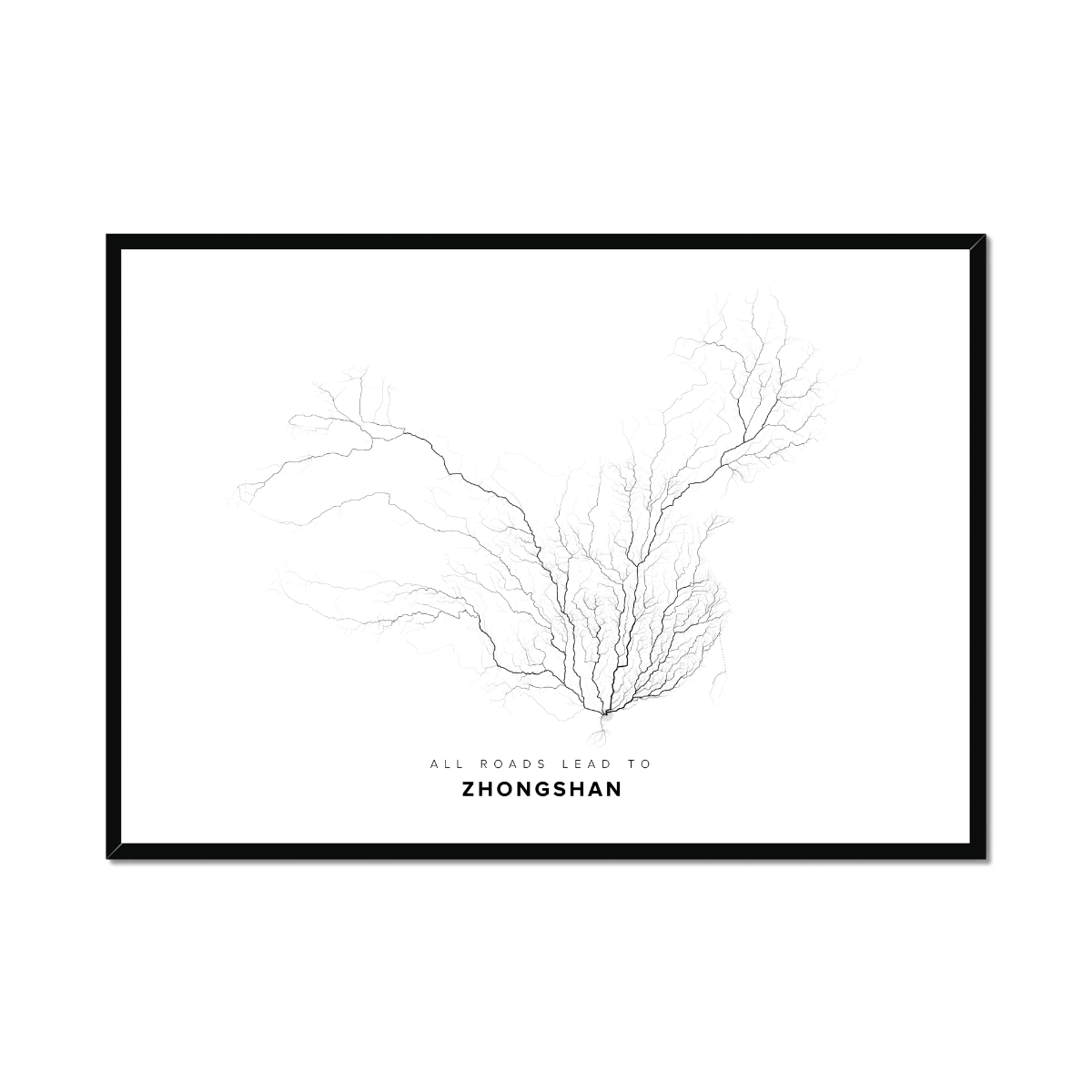 All roads lead to Zhongshan (China) Fine Art Map Print