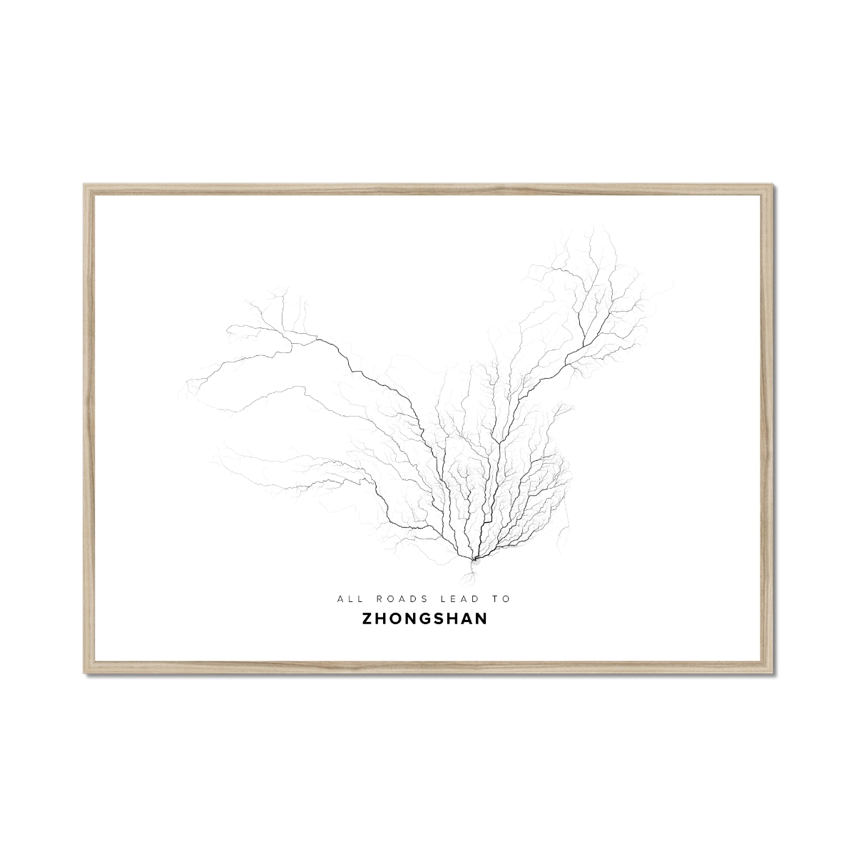 All roads lead to Zhongshan (China) Fine Art Map Print