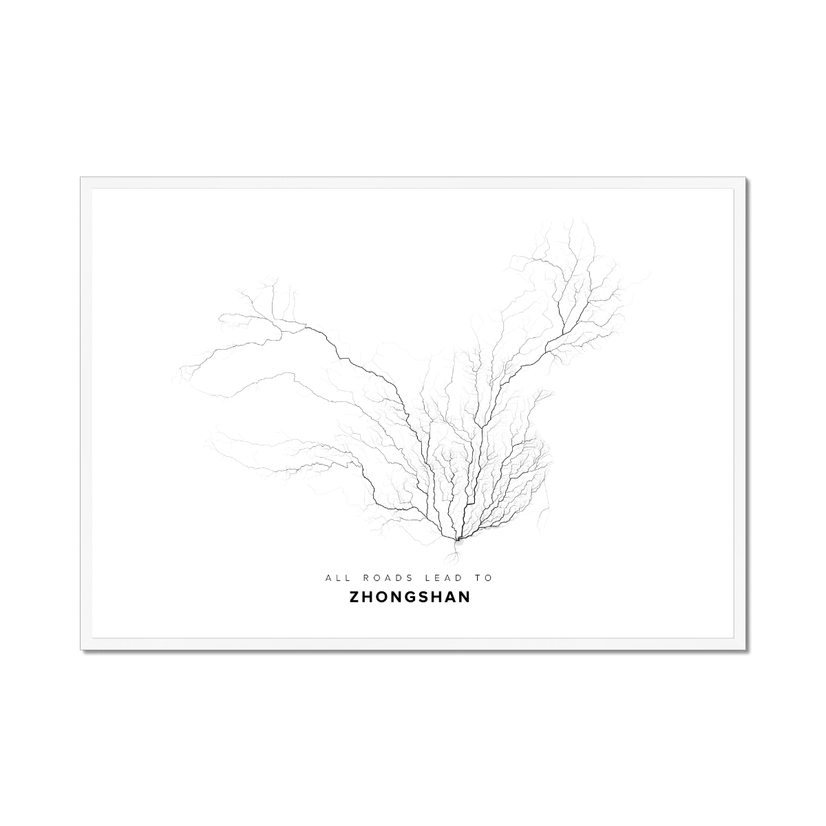 All roads lead to Zhongshan (China) Fine Art Map Print