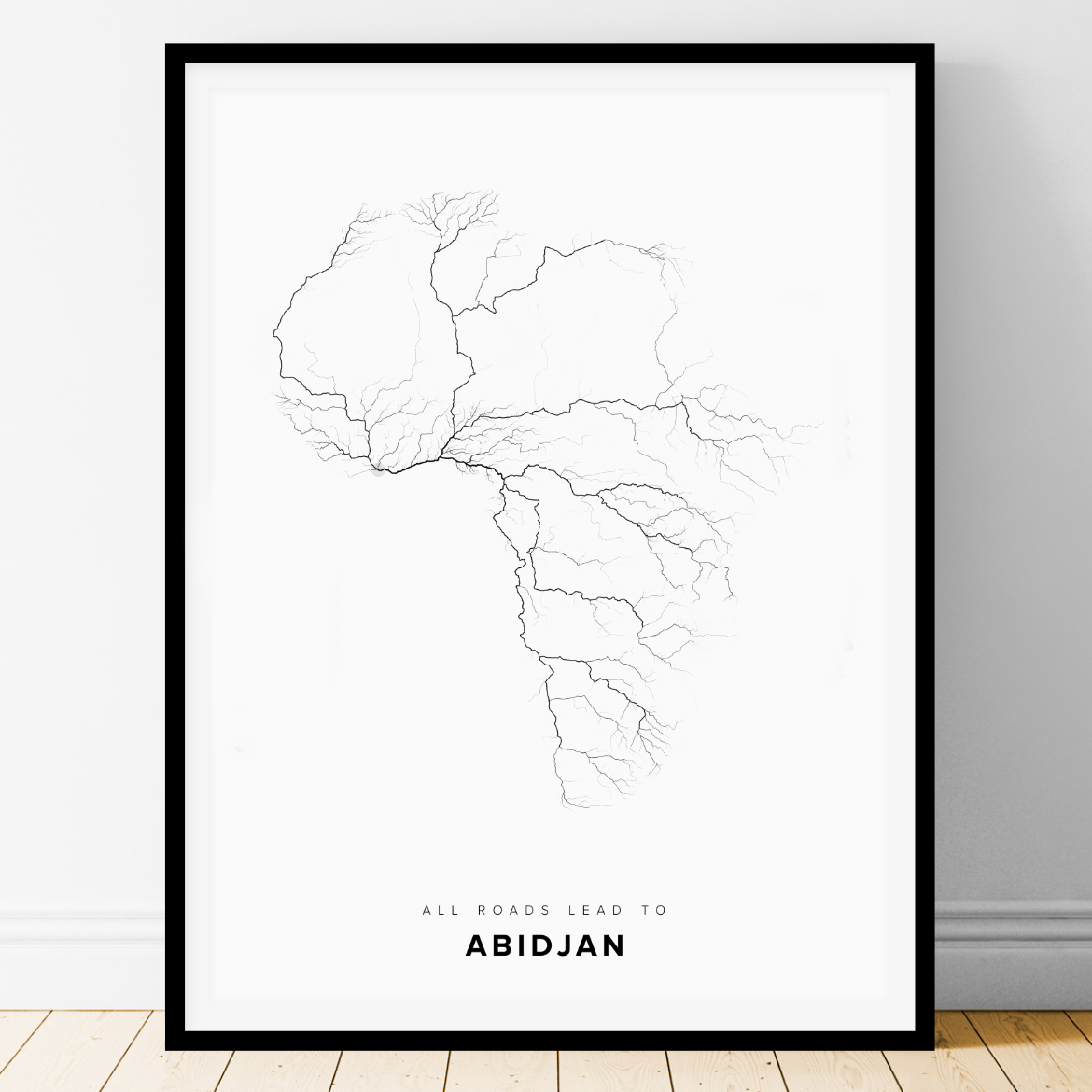 All roads lead to Abidjan (Côte d'Ivoire) Fine Art Map Print