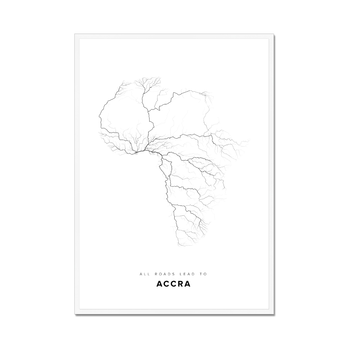 All roads lead to Accra (Ghana) Fine Art Map Print