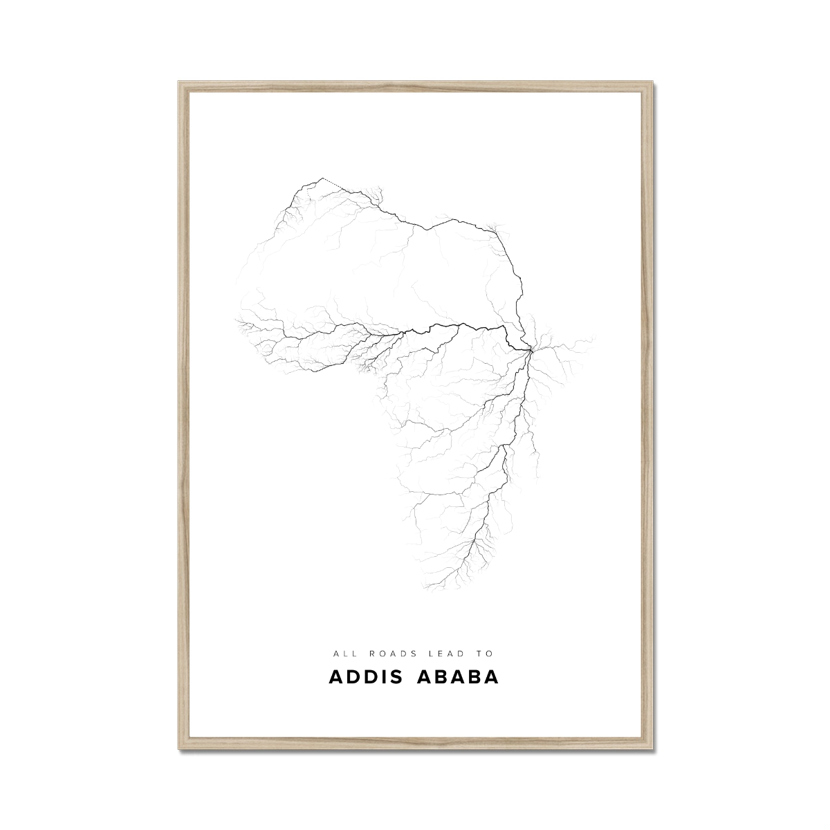 All roads lead to Addis Ababa (Ethiopia) Fine Art Map Print