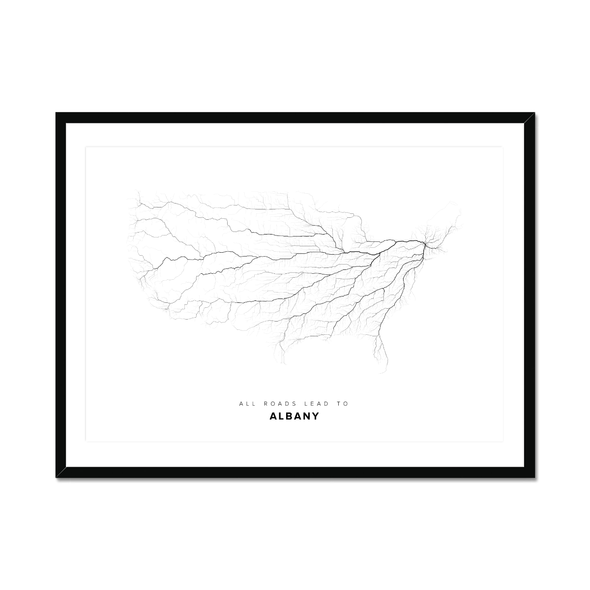 All roads lead to Albany (United States of America) Fine Art Map Print