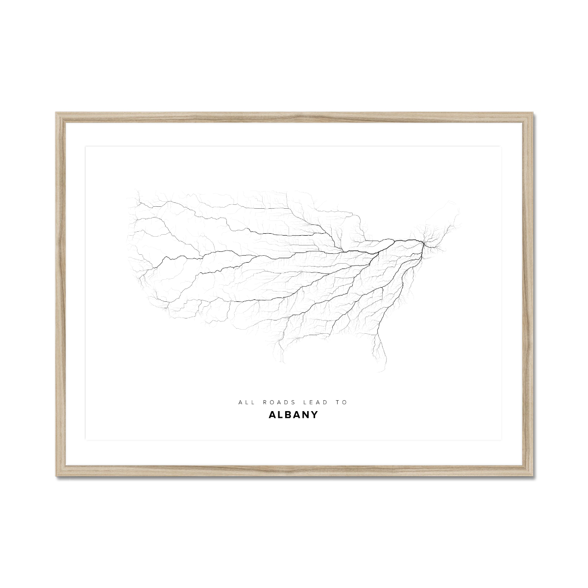All roads lead to Albany (United States of America) Fine Art Map Print