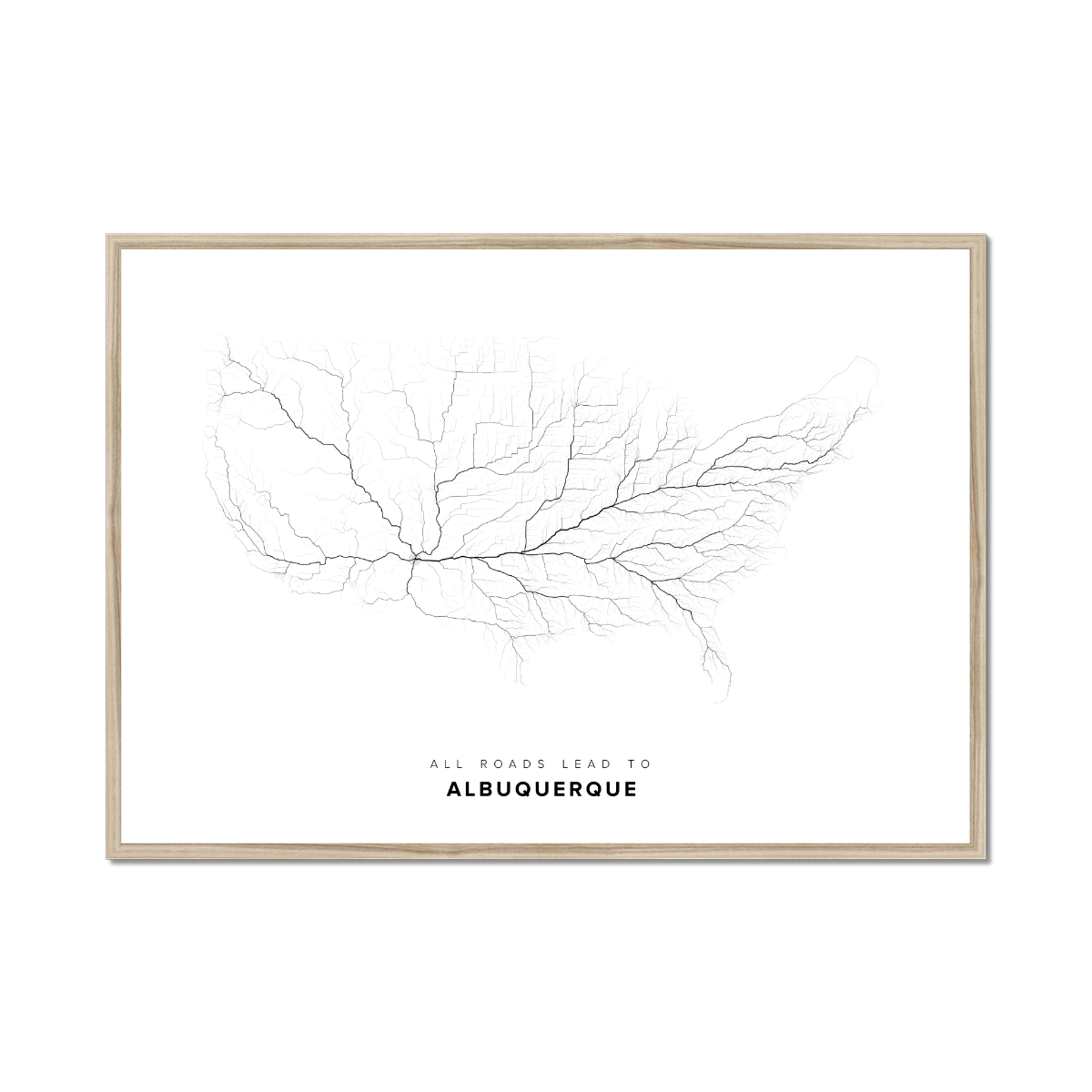 All roads lead to Albuquerque (United States of America) Fine Art Map Print