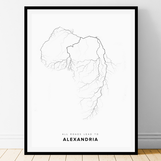 All roads lead to Alexandria (Egypt) Fine Art Map Print