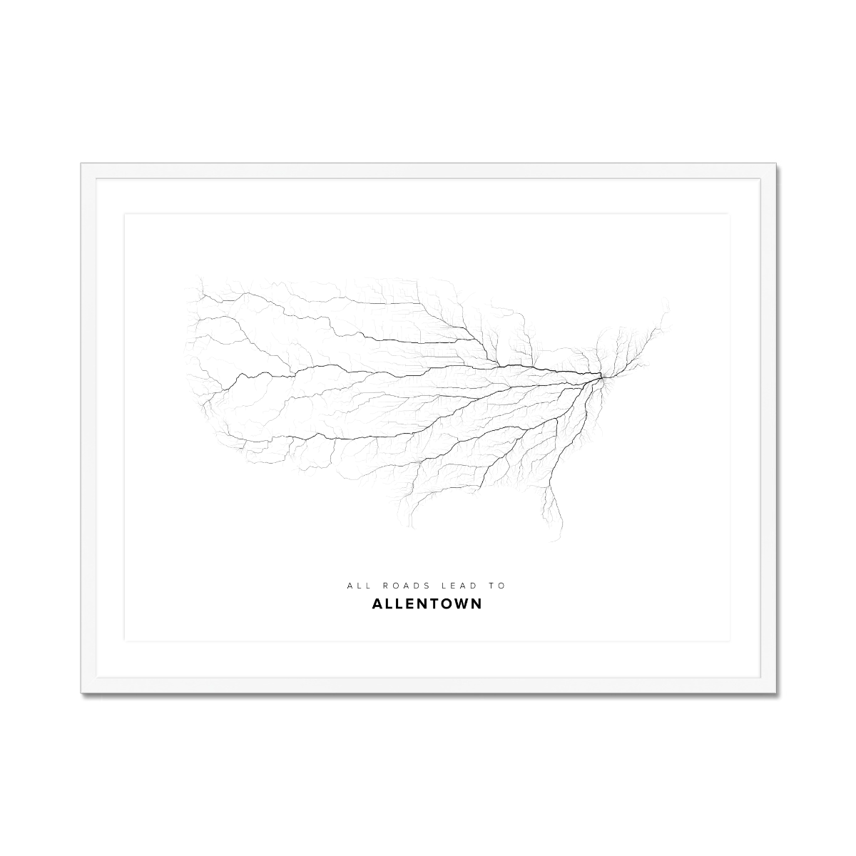All roads lead to Allentown (United States of America) Fine Art Map Print