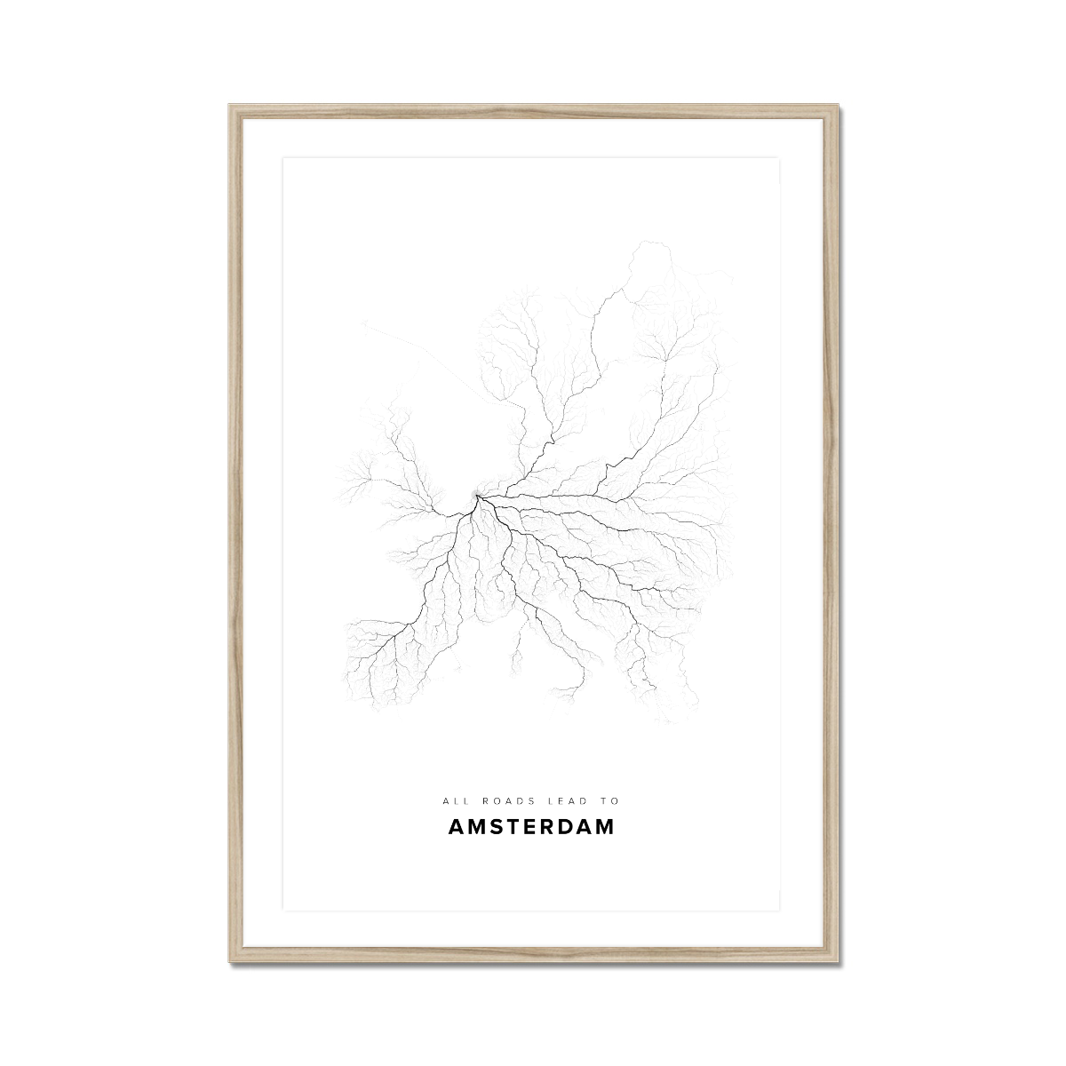 All roads lead to Amsterdam (Netherlands) Fine Art Map Print