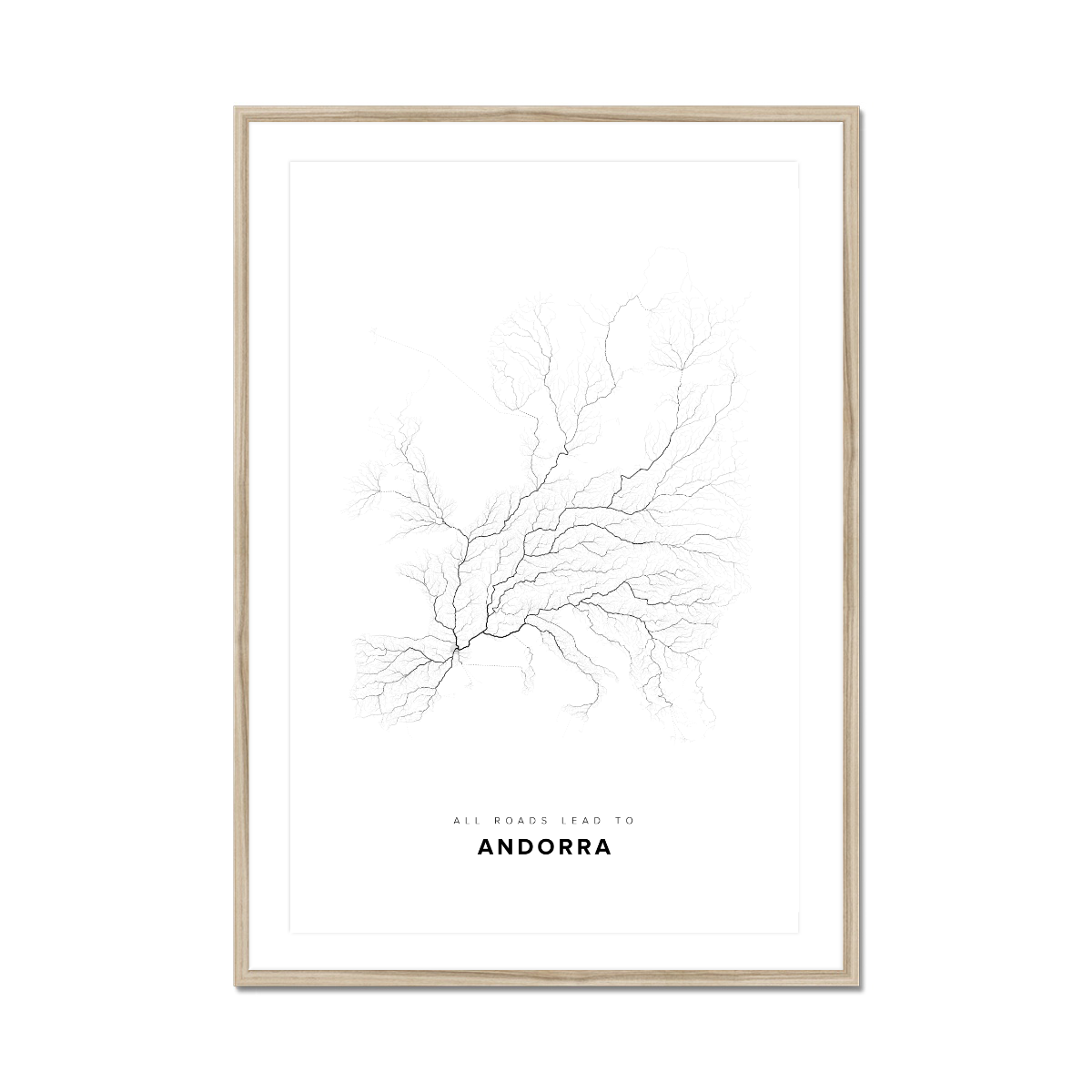 All roads lead to Andorra Fine Art Map Print