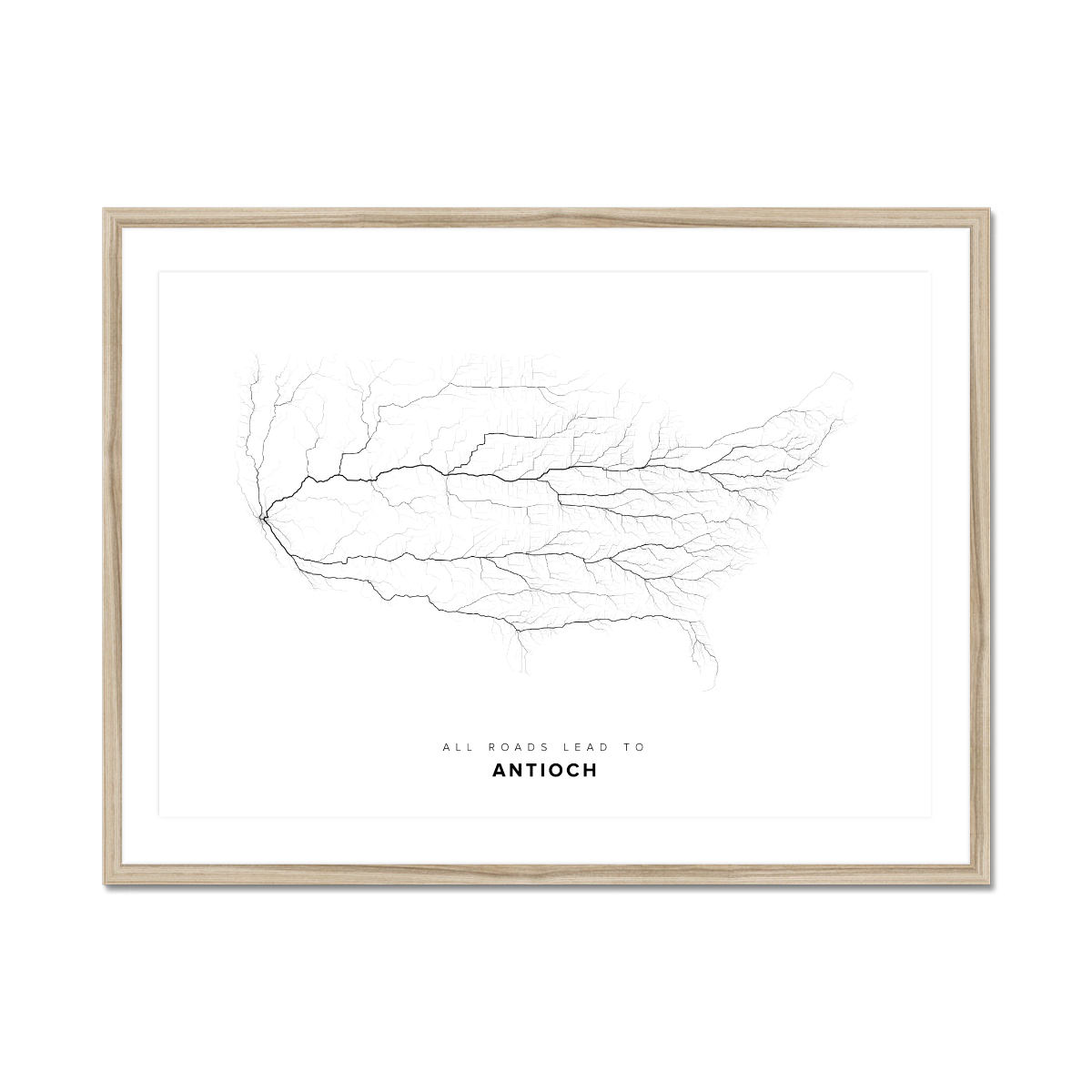 All roads lead to Antioch (United States of America) Fine Art Map Print