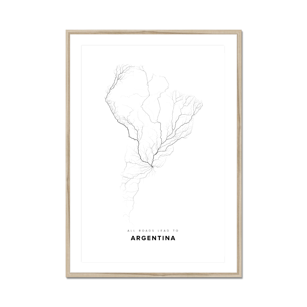 All roads lead to Argentina Fine Art Map Print
