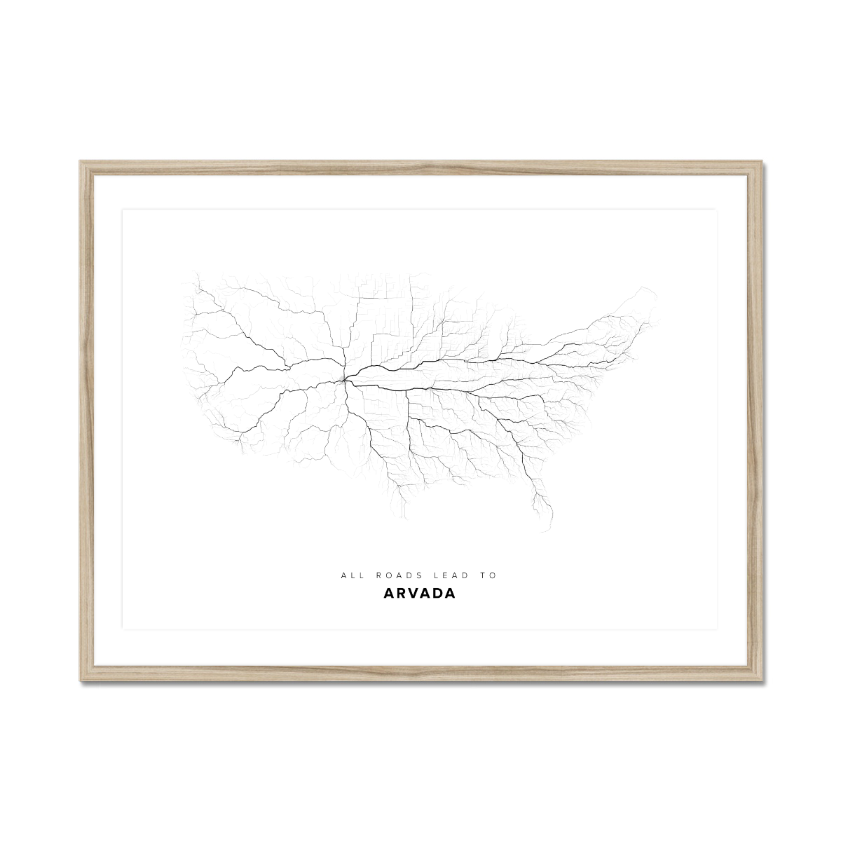 All roads lead to Arvada (United States of America) Fine Art Map Print