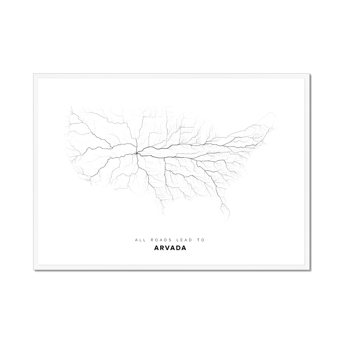 All roads lead to Arvada (United States of America) Fine Art Map Print