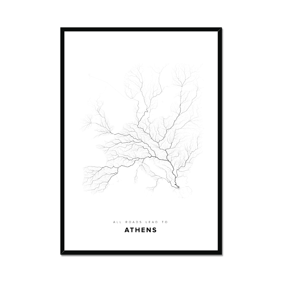 All roads lead to Athens (Greece) Fine Art Map Print