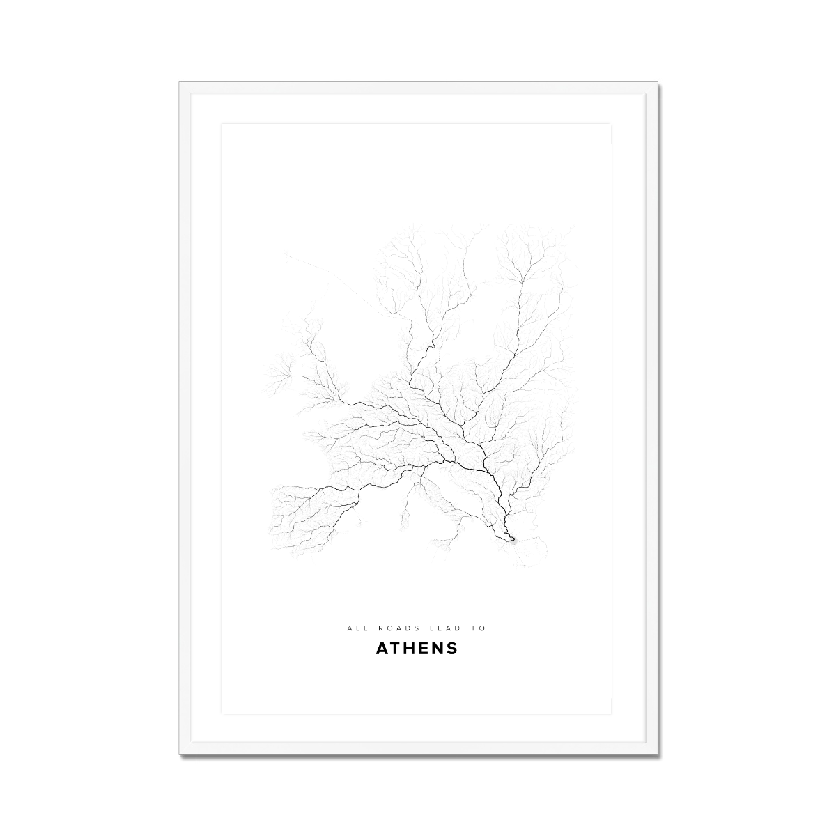All roads lead to Athens (Greece) Fine Art Map Print