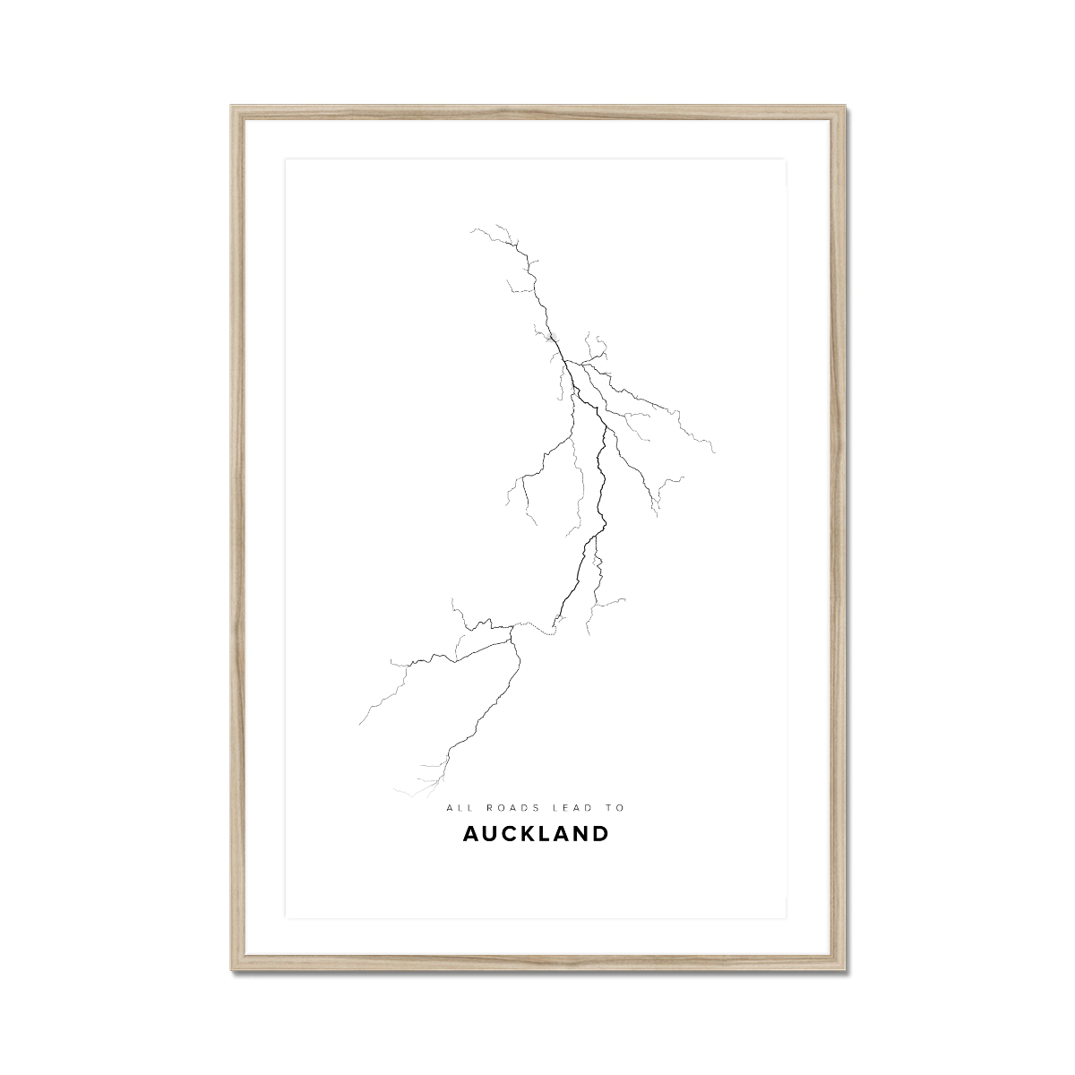 All roads lead to Auckland (New Zealand) Fine Art Map Print