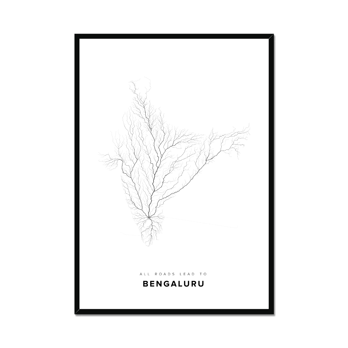 All roads lead to Bengaluru (India) Fine Art Map Print