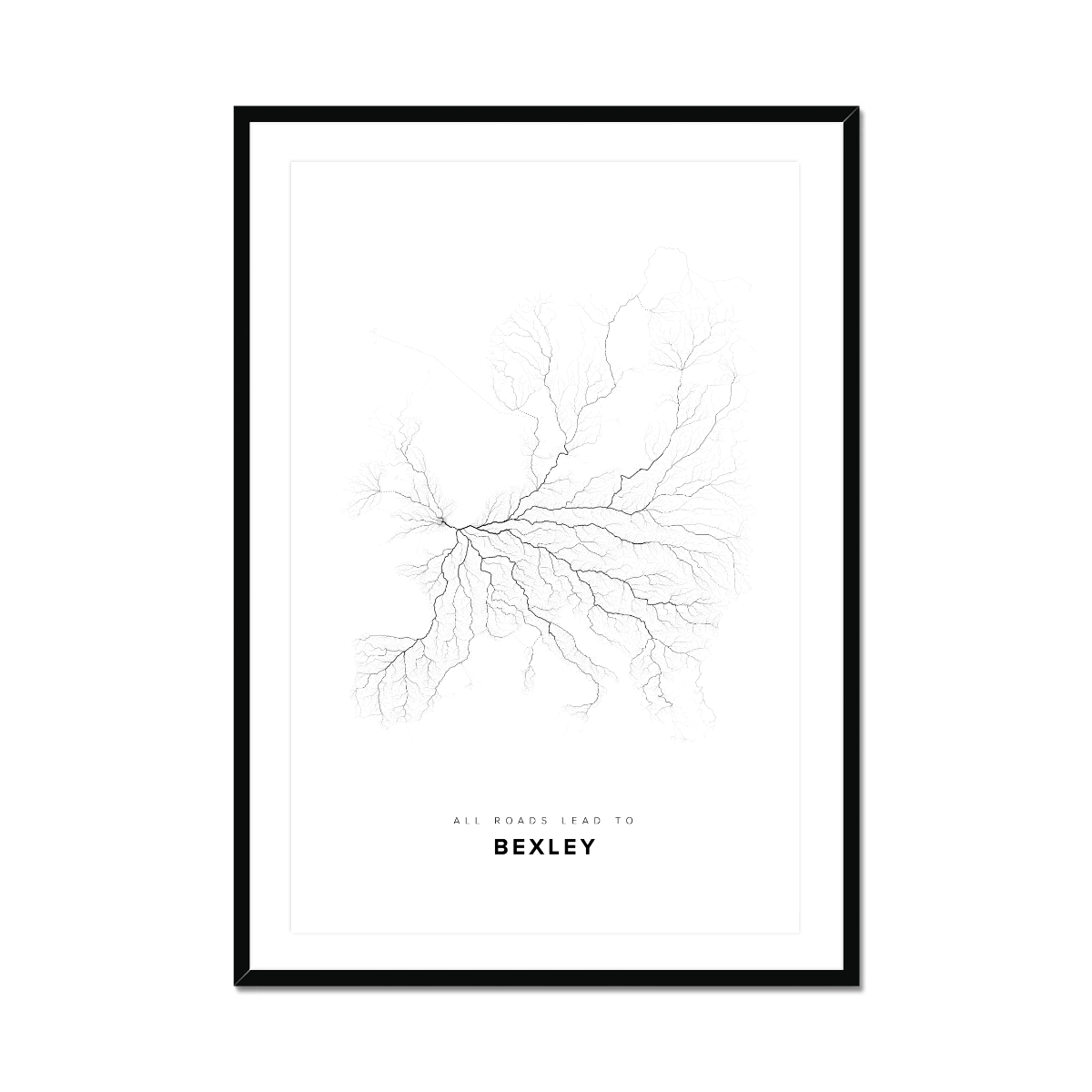 All roads lead to Bexley (United Kingdom of Great Britain and Northern Ireland) Fine Art Map Print