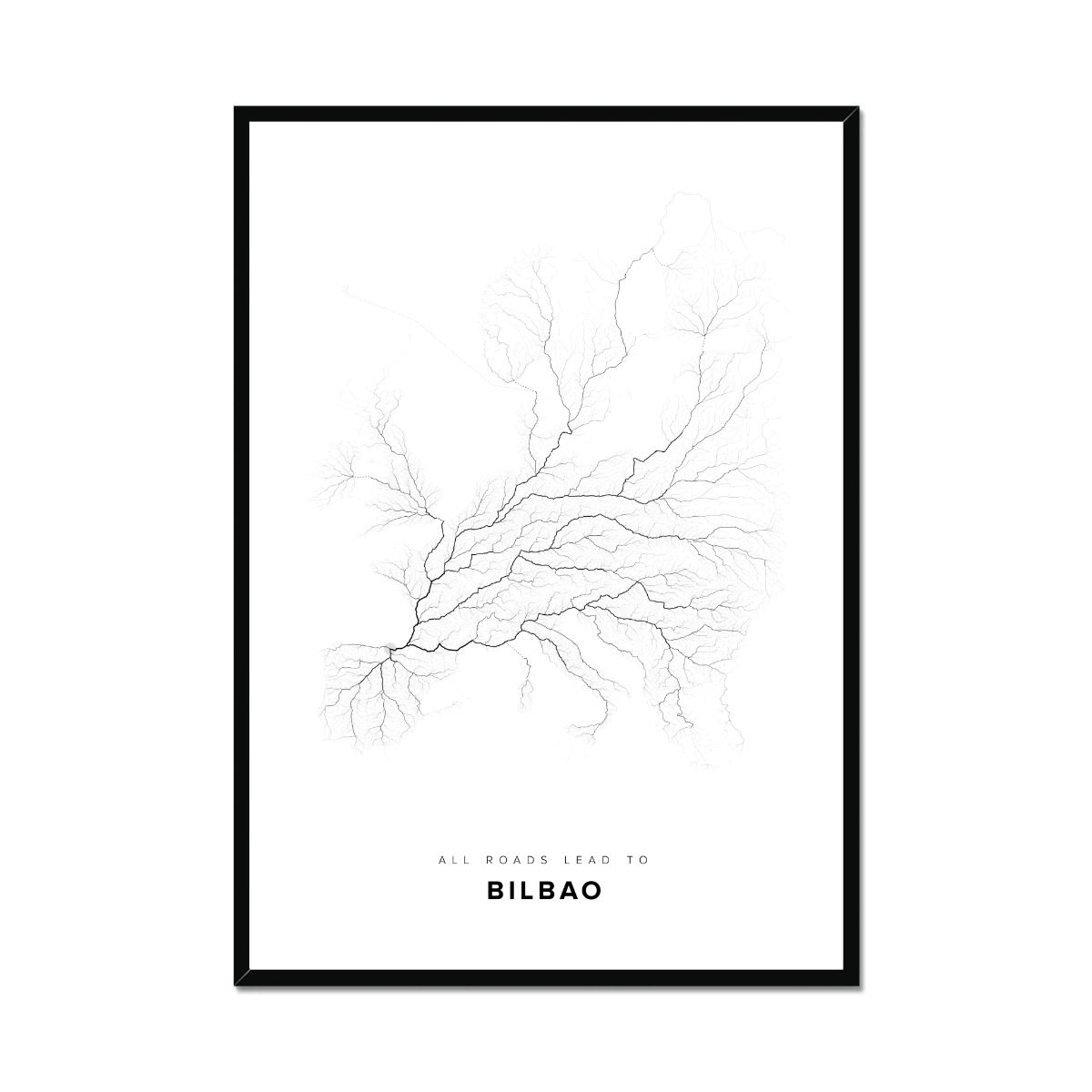 All roads lead to Bilbao (Spain) Fine Art Map Print