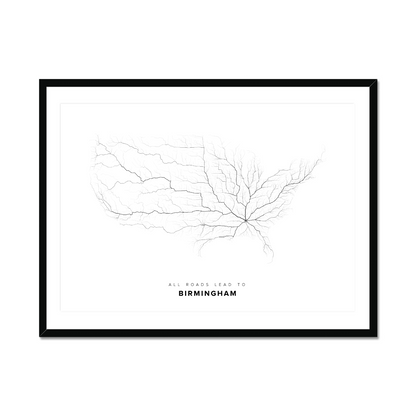 All roads lead to Birmingham (United States of America) Fine Art Map Print