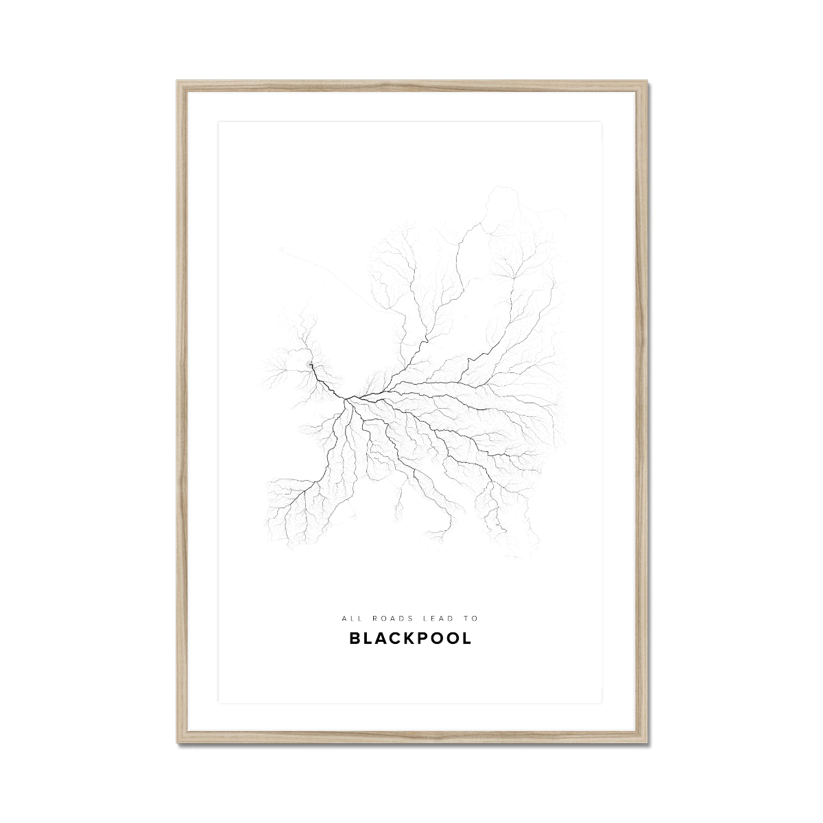All roads lead to Blackpool (United Kingdom of Great Britain and Northern Ireland) Fine Art Map Print