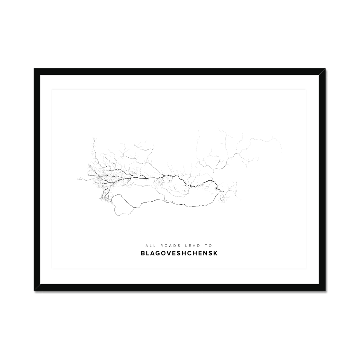 All roads lead to Blagoveshchensk (Russian Federation) Fine Art Map Print