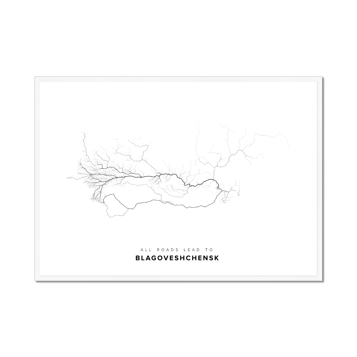 All roads lead to Blagoveshchensk (Russian Federation) Fine Art Map Print