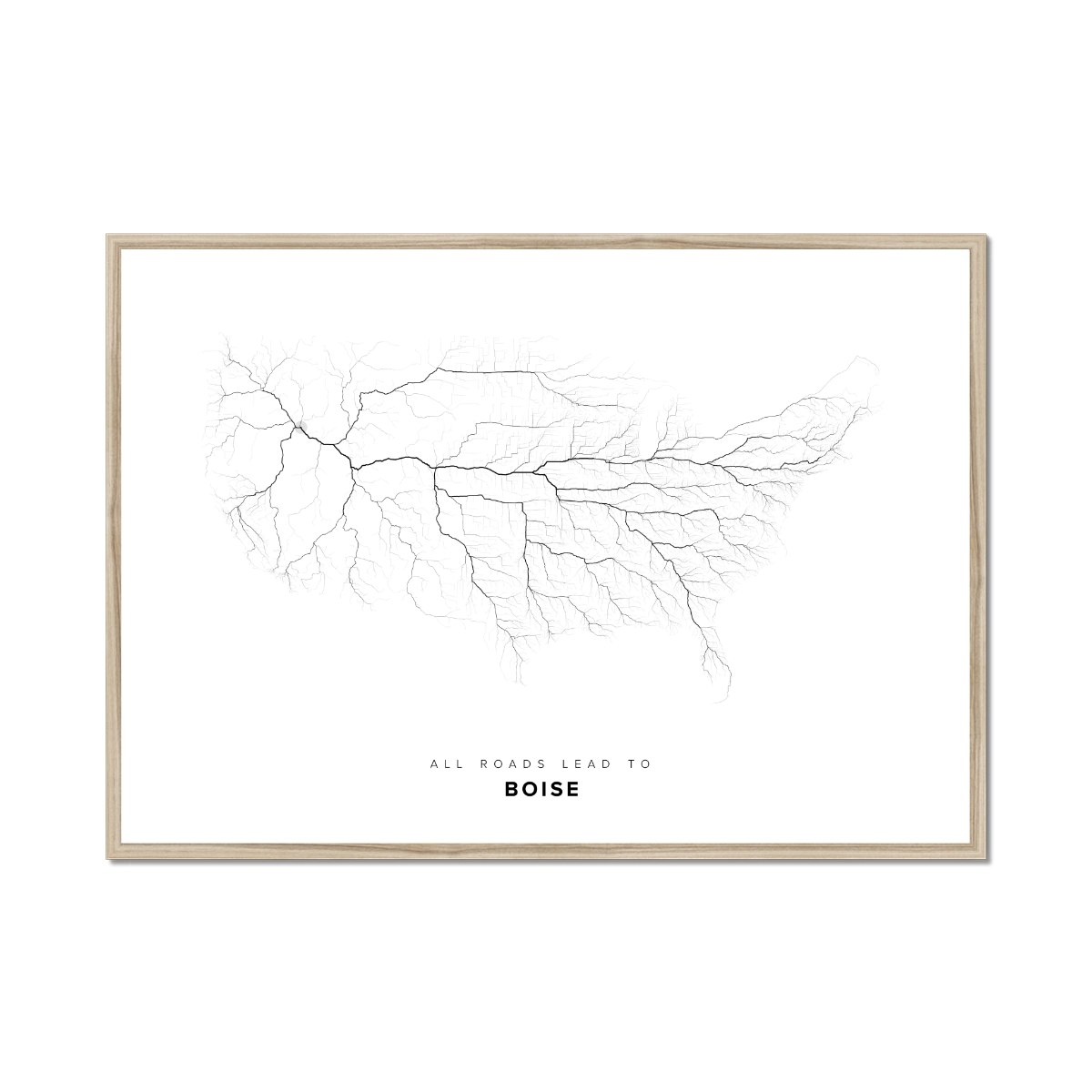 All roads lead to Boise (United States of America) Fine Art Map Print