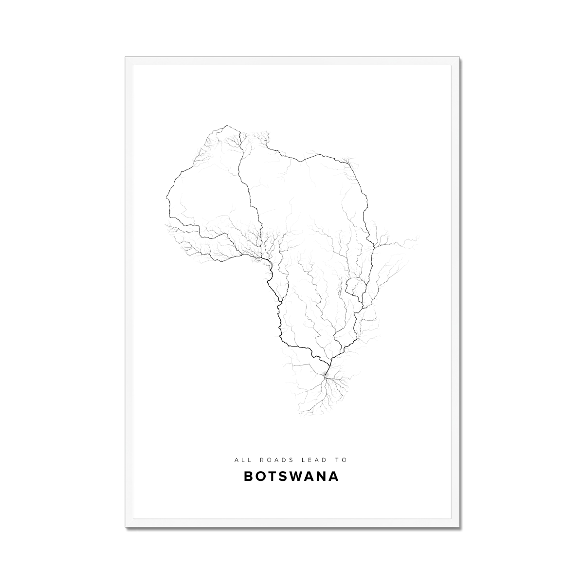 All roads lead to Botswana Fine Art Map Print
