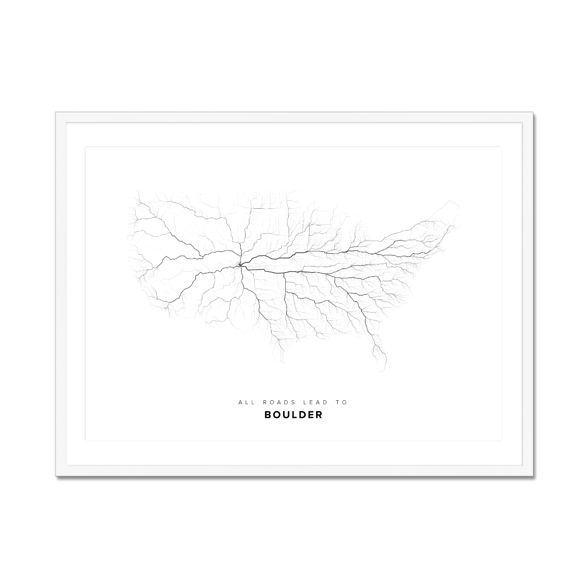 All roads lead to Boulder (United States of America) Fine Art Map Print