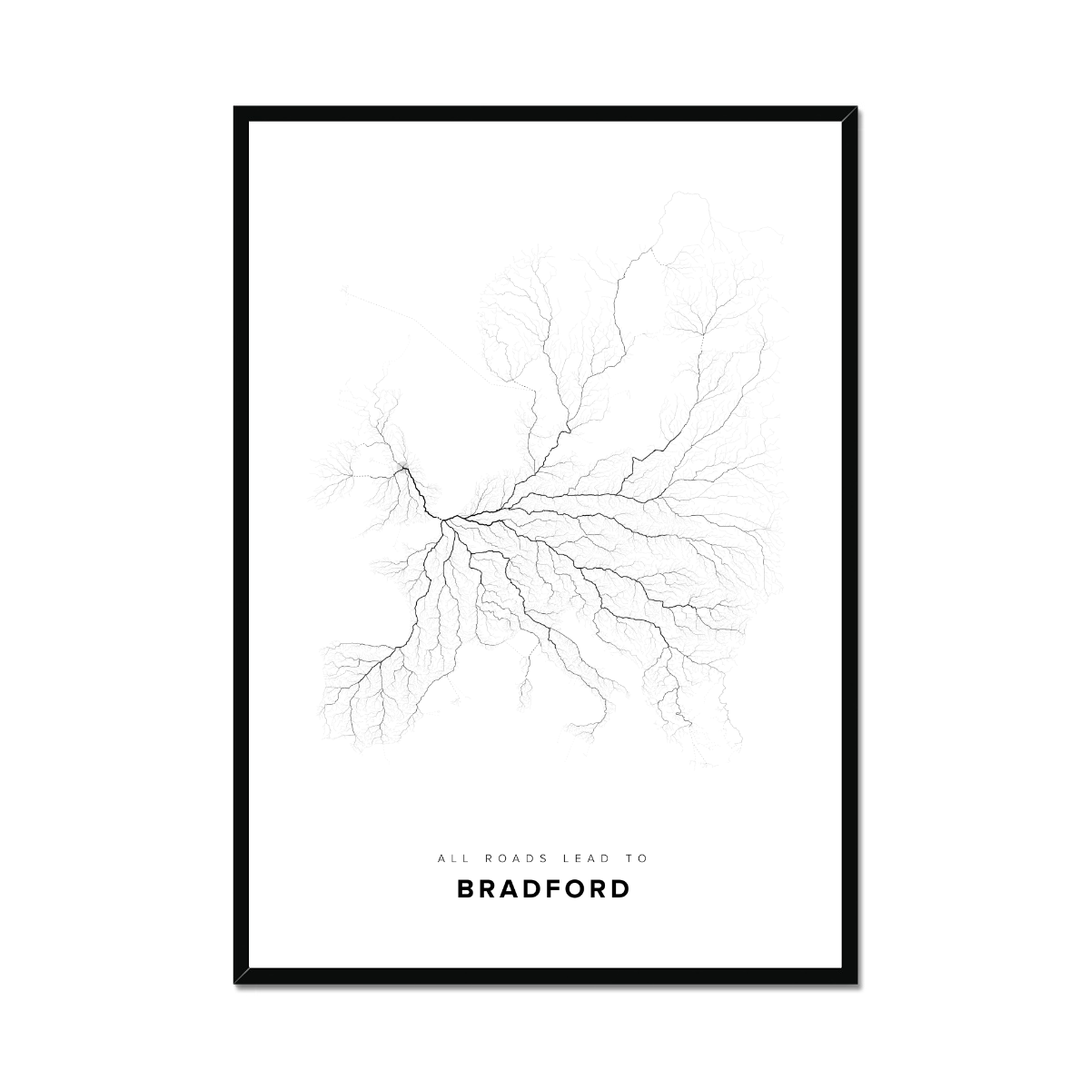 All roads lead to Bradford (United Kingdom of Great Britain and Northern Ireland) Fine Art Map Print